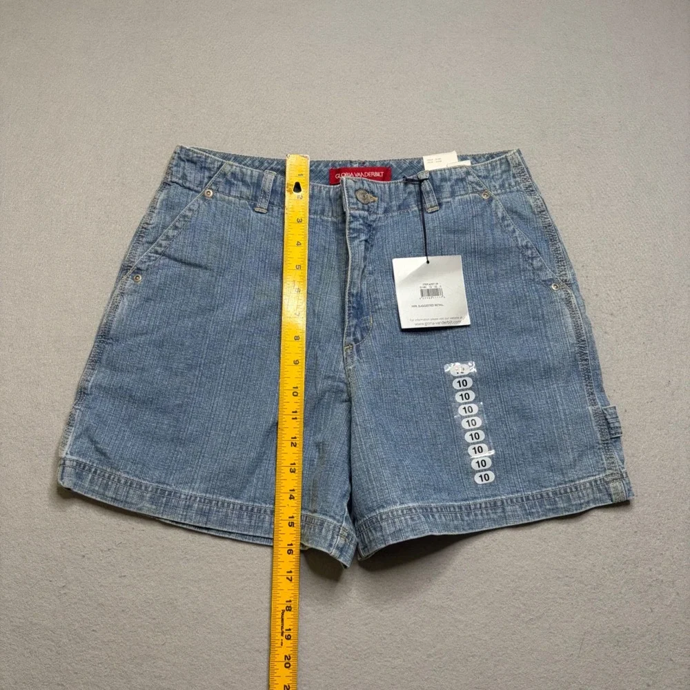 Gloria Vanderbilt Denim Shorts Womens 10 Carpenter Vintage Y2K NWT‎ High Rise